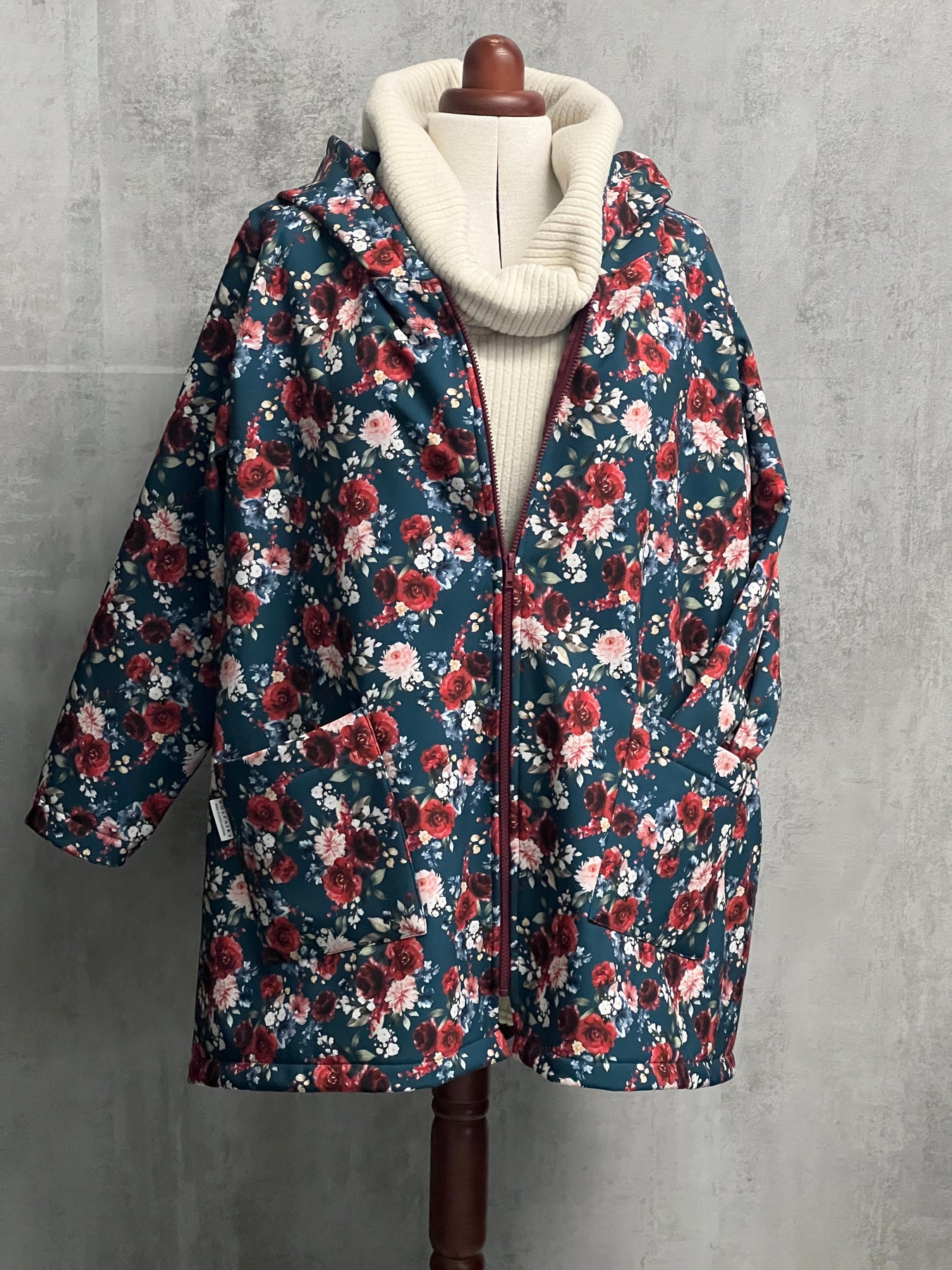 Plus Size Softshell Wider Longer Rain Coat Jacket [L1396_PETROL] – Wolfairy