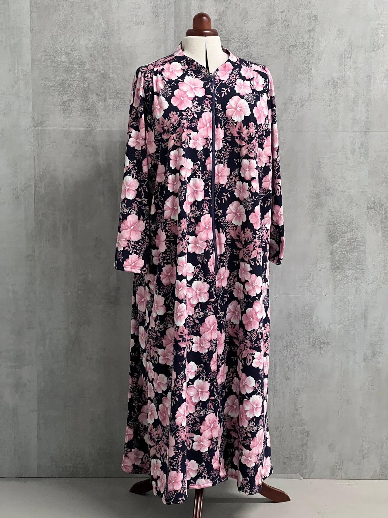 Zipped Mandarin Fleece Dressing Gown Grey – Slumber Hut